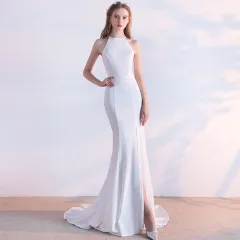 Host Looks Slim And Long Dress Woman - White - View 1