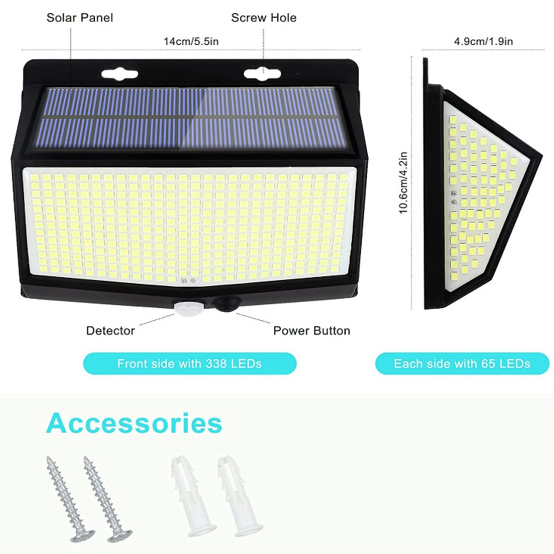 2pcs 468 LED Solar Powered PIR Motion Sensor Wall Lights Outdoor Security Lamp — image 5