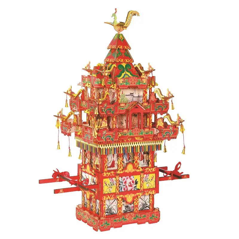 Wooden Three-dimensional Puzzle Assembly 10-li Red Makeup