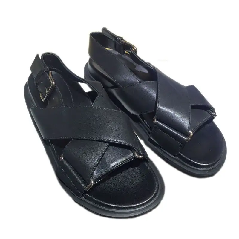 Axige Same Shoes Leather Platform Roman Sandals