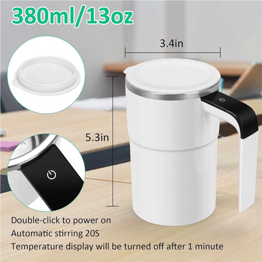 12oz Self Stirring Mug, Auto Magnetic Coffee Mug With LED Display Temperature, Rechargeable Automatic Stirring Cup - Image 6