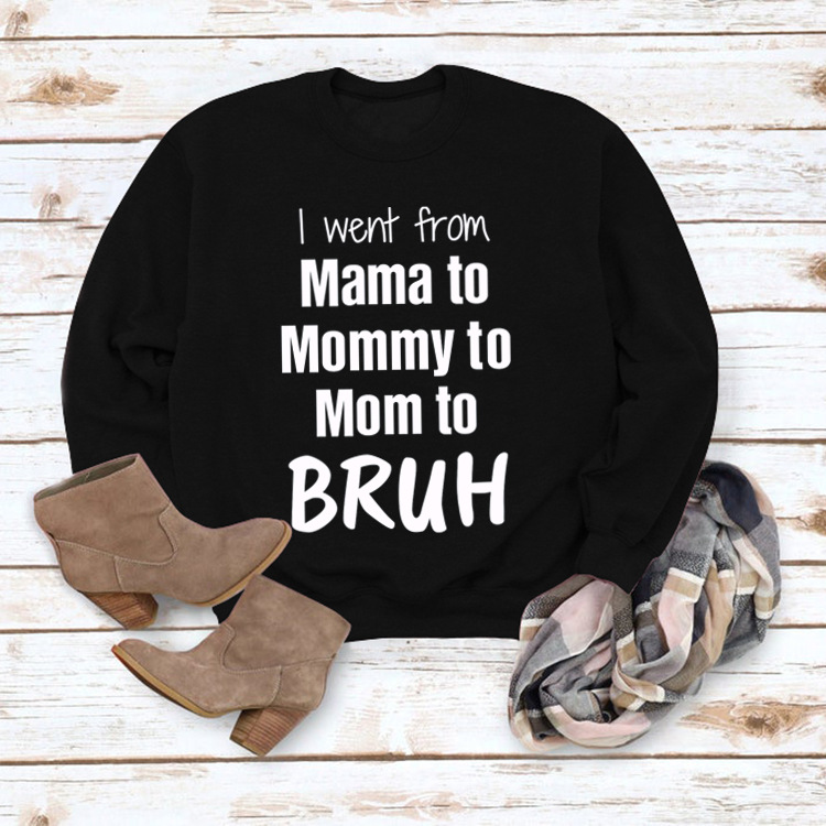 Black sweater white font