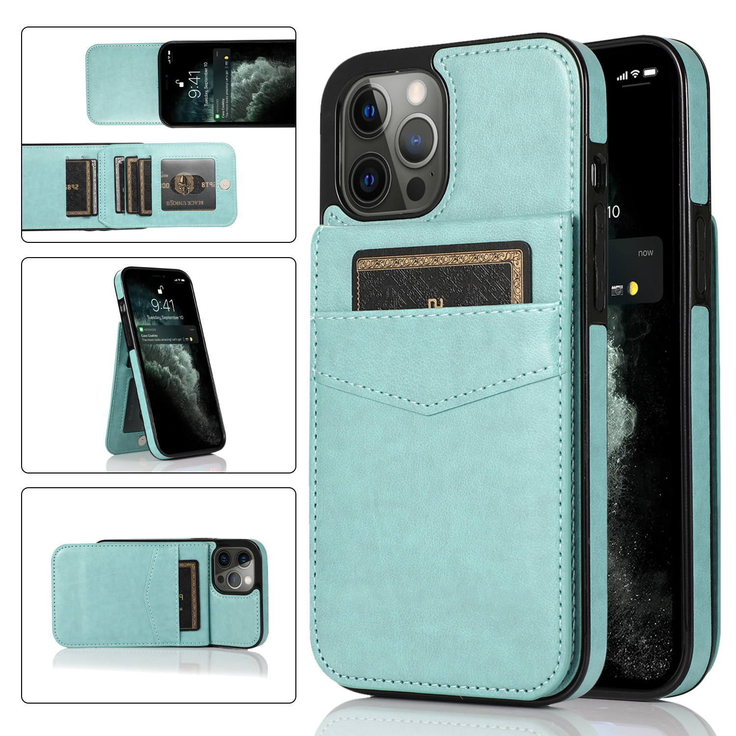 Coque de téléphone en cuir unie avec support – rouge – iPhone 7/8 Plus
