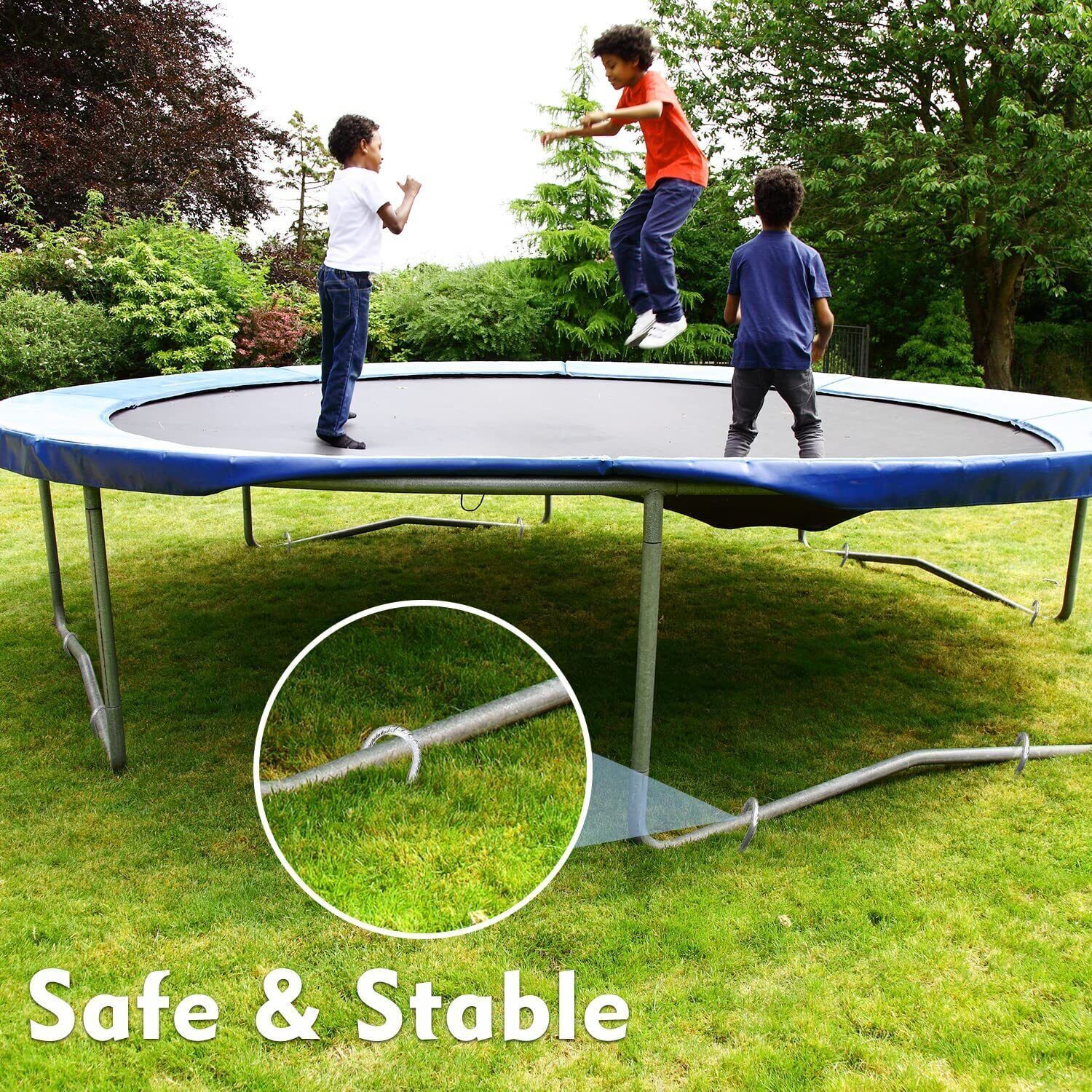 8PCS Heavy Duty Trampoline J-Shaped Metal Wind Stakes Pegs Tent Ground Anchor