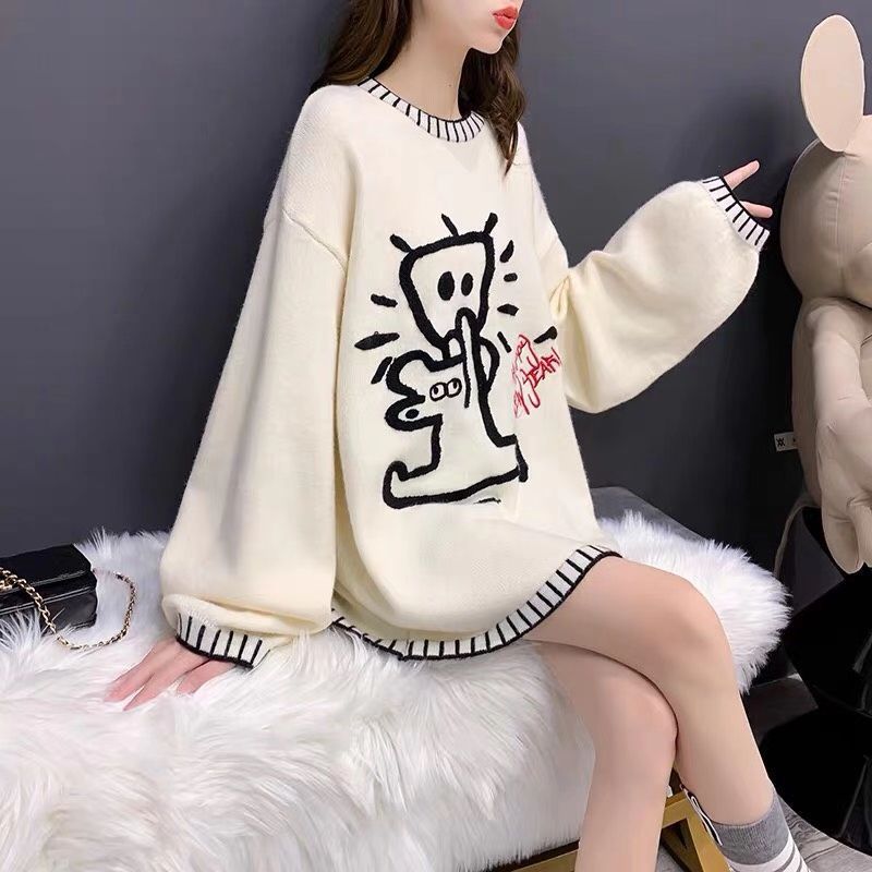 Title 5, Round Neck Cartoon Pattern Knit Sweater