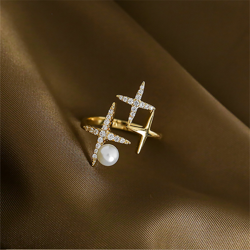 Star Pearl Feminine Temperament Design Simple Cold Wind Ring