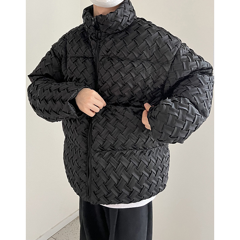 Weaving Stand-up Collar Cotton-padded Clothes In Winter