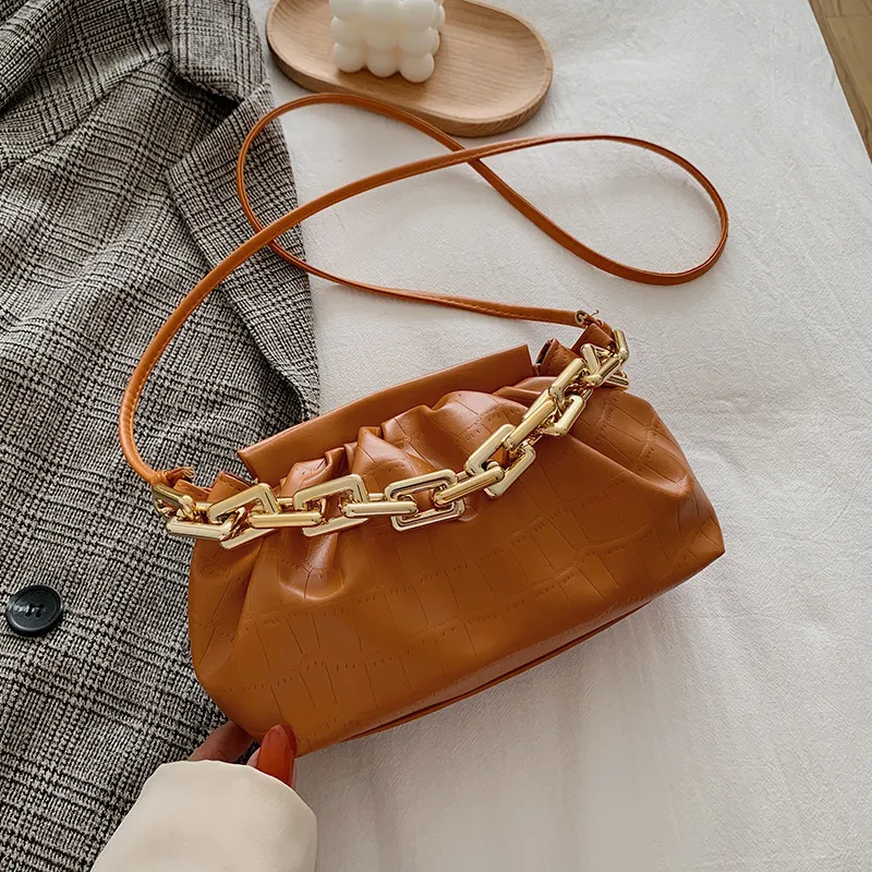 Fashion Chain Handbag Shoulder Bag - Brown