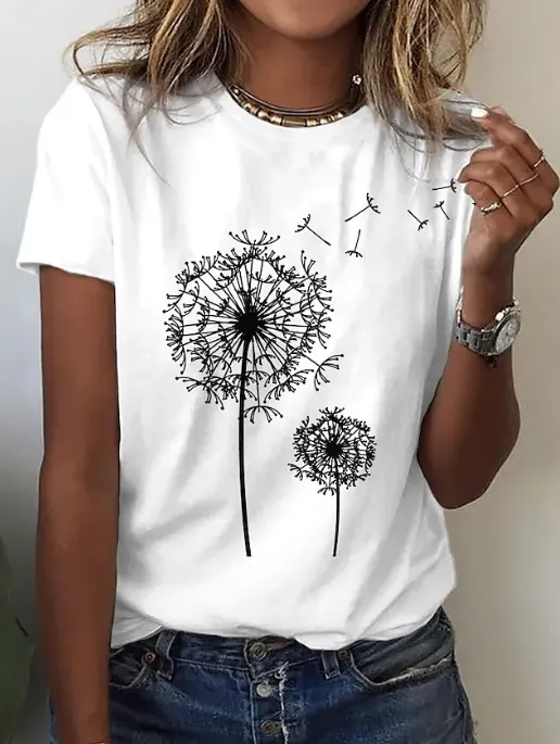Women's Patchwork Crew Neck Pullover Print Loose T Shirt White - Shop at LoveMi