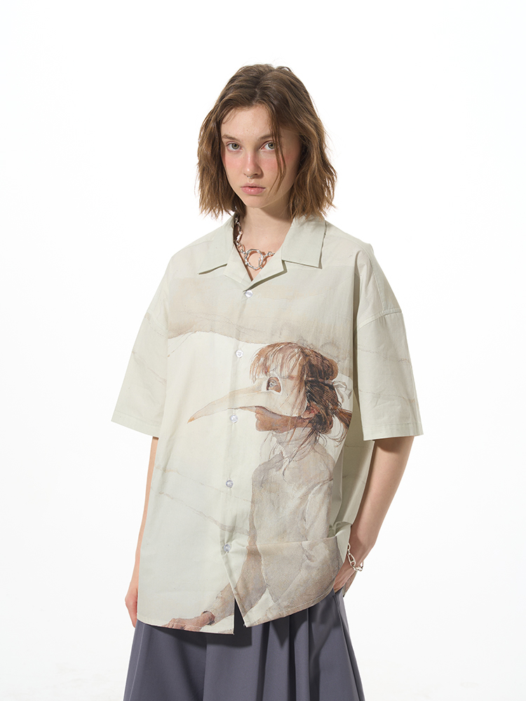 Title 7, Casual Graphic Print Versatile Short Sleeve Shirt