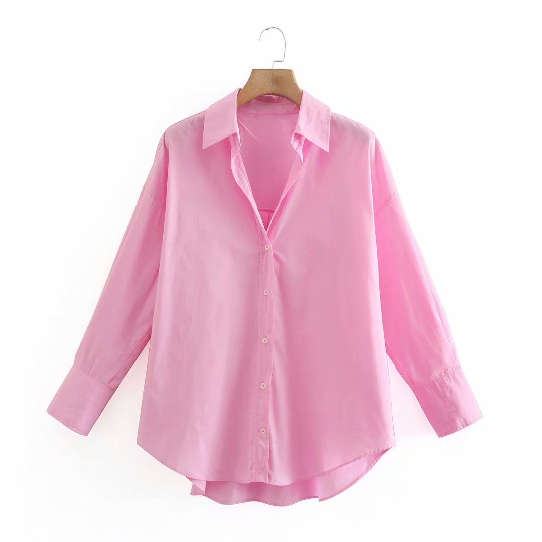 Poplin Shirt Women's Solid Color Shirt Temperament Commuting