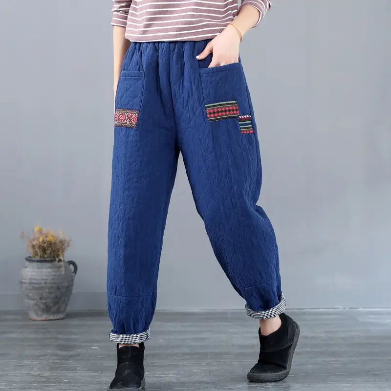 Fashion Outer Wear Cotton Loose Thick Warmth Plus Size Casual Harem Pants