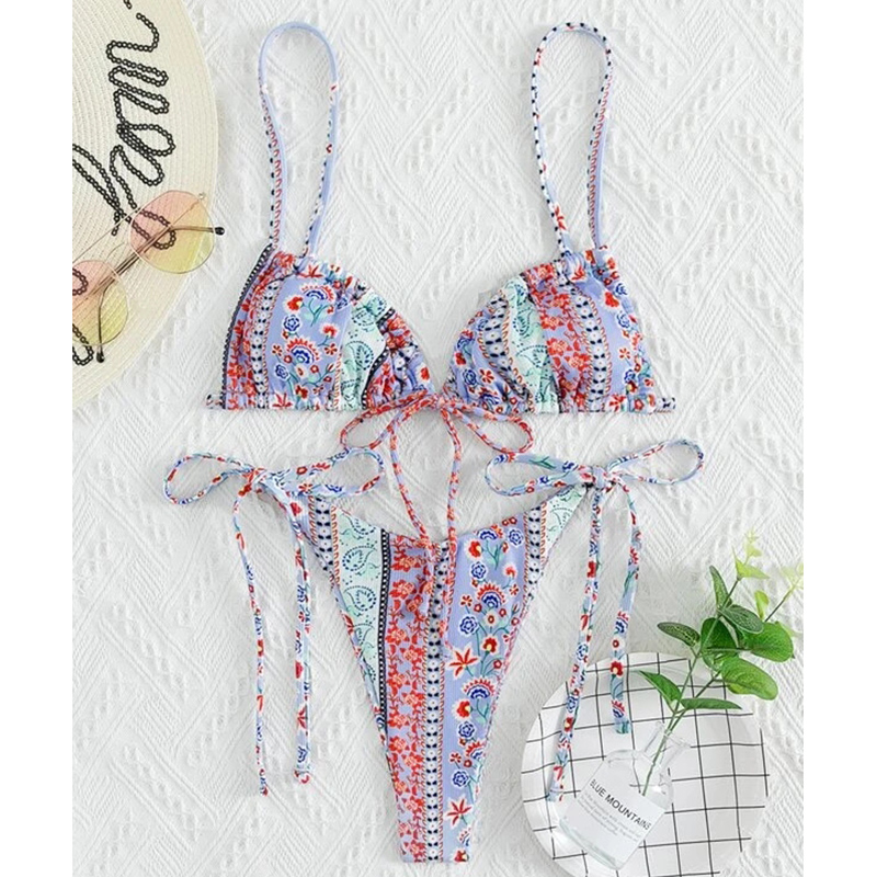 Chinese Style Printed Sub-system Belt Swimsuit - Image 11