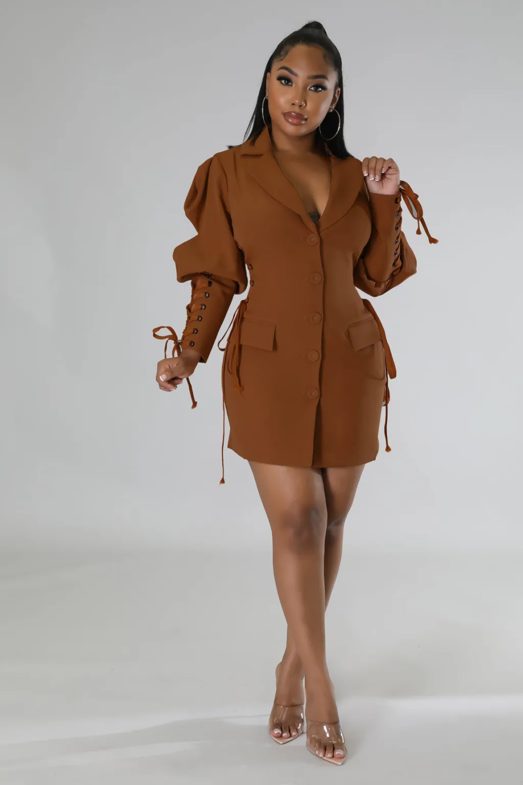 Europe And America Strapped Dress Girl - Brown