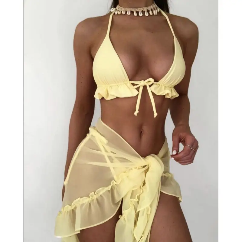 Mesh Skirt Pleated Swimsuit Bikini Europe And The United States