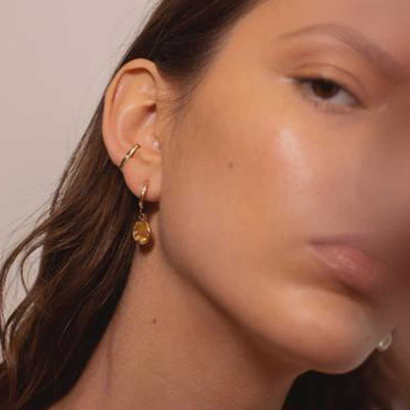 Copper Plating 14K Real Gold With Rhinestone Irregular Coin Pendant