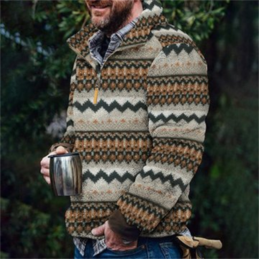 Autumn And Winter Casual Button Pocket Flannel Plush Men's Sweater