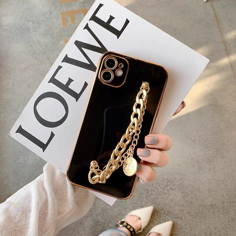 Mobile Phone Shell Plating Bracelet Pearl Hole