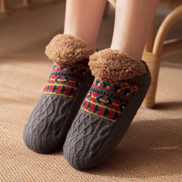 Indoor Home Floor Socks Fall And Winter Warm Non slip Carpet Socks For Men And Women Jacquard Light Coffee - Shop at LoveMi