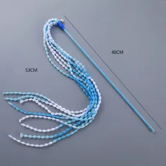 Cat Teaser Toys Plush Cat Wands Interactive Cat Teasing Stick Vibrant Cat Teaser Wands With Bell For Cat Kitten Having Exerciser Playing - Blue - View 1