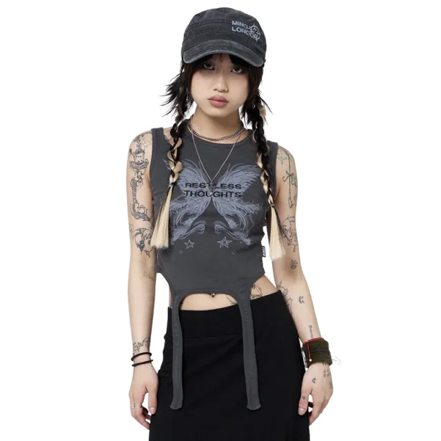 Women's Fashion Solid Color Slim Round Neck Sleeveless Vest Grey - Shop at LoveMi