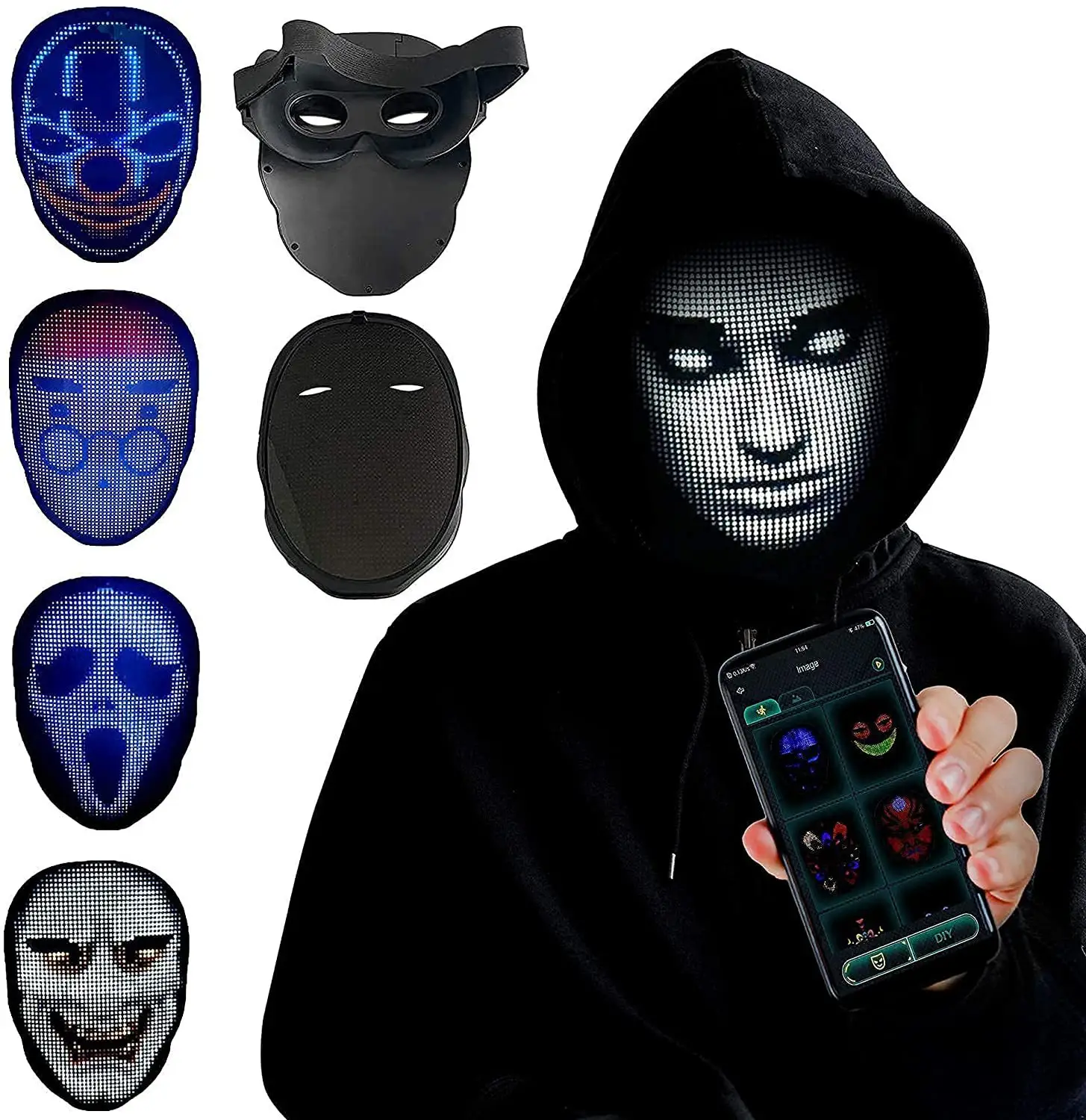 Halloween Face Masks Full Color LED Luminous