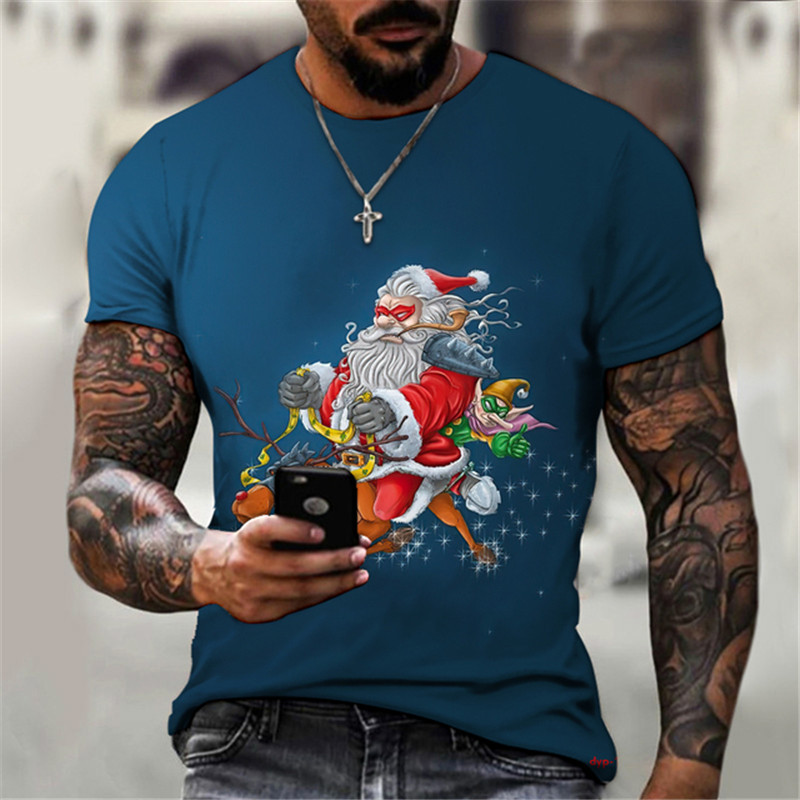 Title 6, T-shirt 3D de Noël pour homme, manches courtes,...