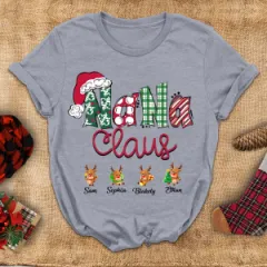 European And American Ladies Christmas Printed Top - Dark Grey - View 1