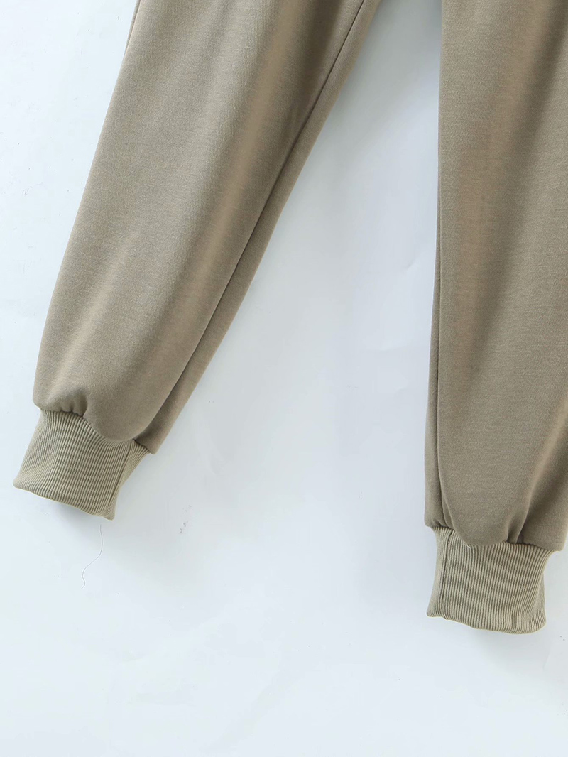 Small Collar Flannel Sleeve Jogger  Sweater Pants