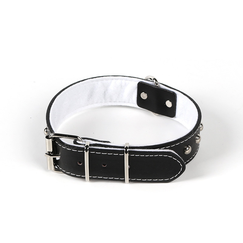 Leather Pet Collar Stainless Steel Rivet Chrome Plated