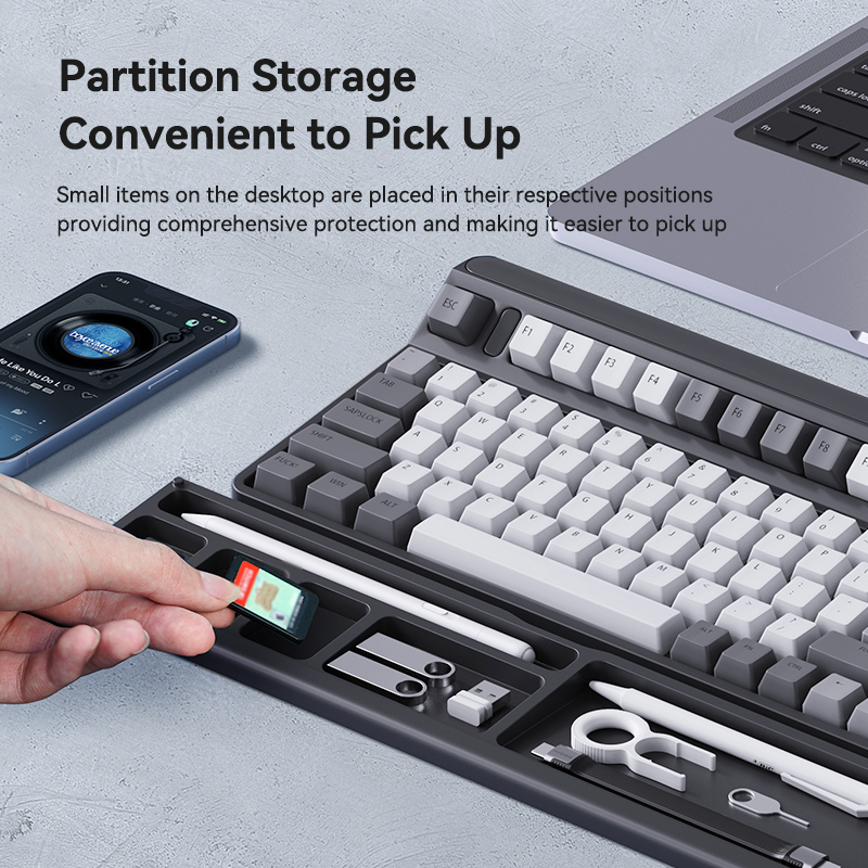 Tastatur støtte mus Wrist Pad skrivebord Storage Box - Miniatyr 6