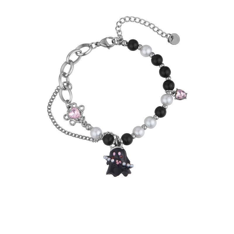 Black And White Small Ghost Beaded Bracelet For Women