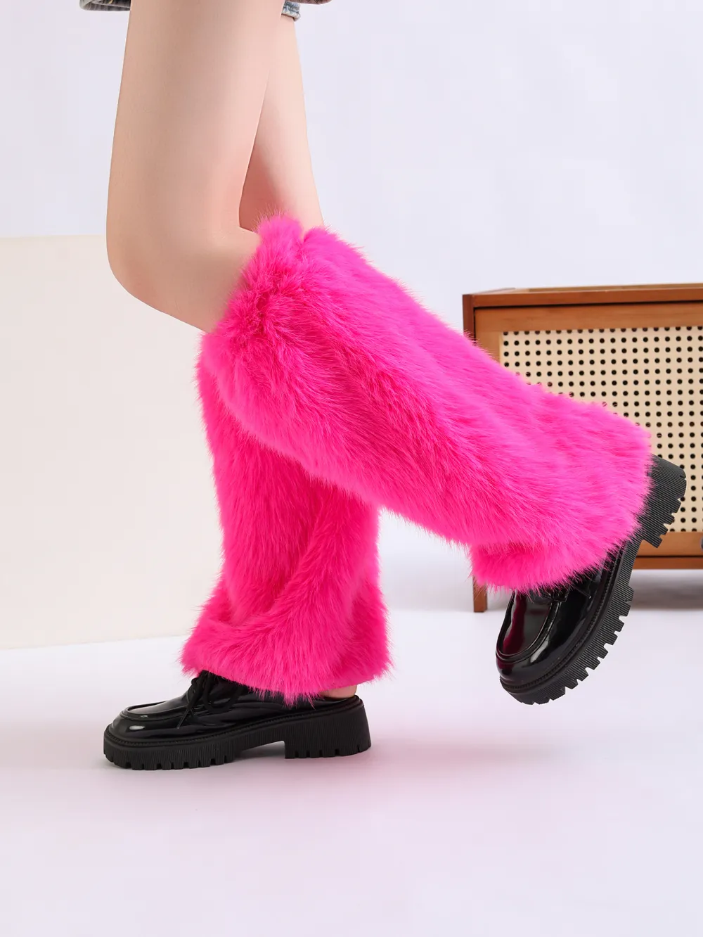 Girls Women's Y2K Costumes Outfit Accessory Faux Fur Fluffy Long Boots Cuff Cover Fuzzy Leg Warmers For Party Clubwear