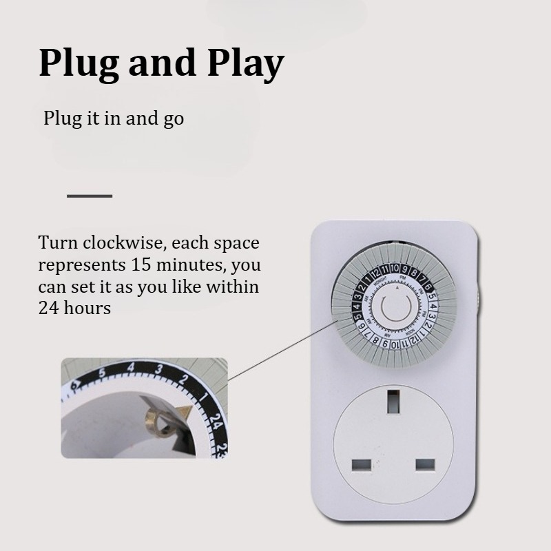 4 Pack 24 Hour 24HR Timer  Mains Plug In Clock UK Socket 3 Pin Plug 13A UK