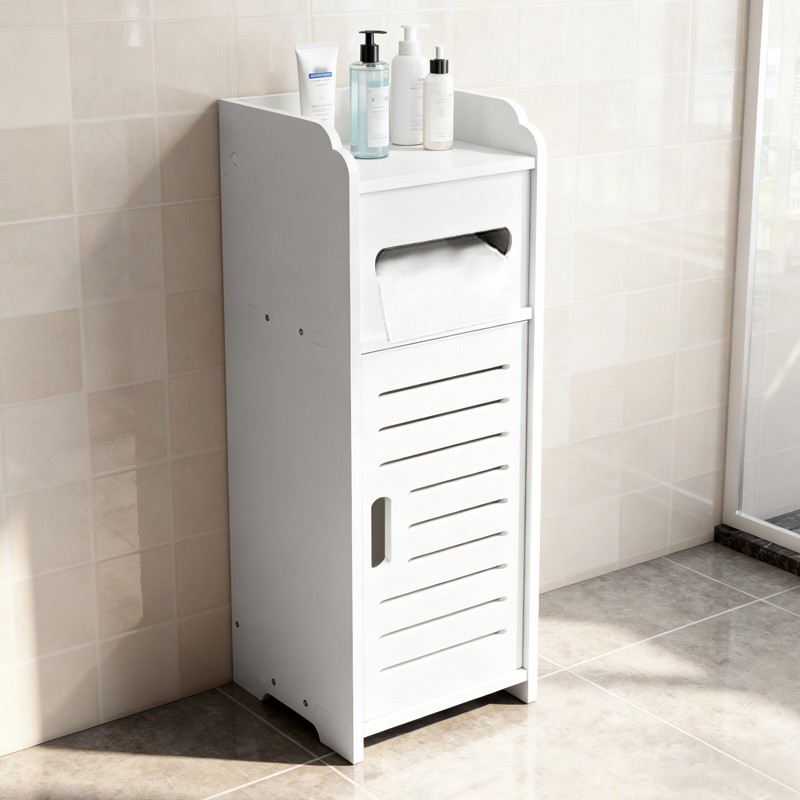 White Bathroom Bedroom Cabinet Drawer Shelf Cupboard Storage Free Standing Floor — image 3