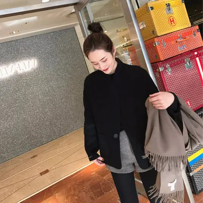 High Cold Autumn And Winter Temperament Little Fairy Women's Coat Flavor Small Woolen Coat Thickening - Black