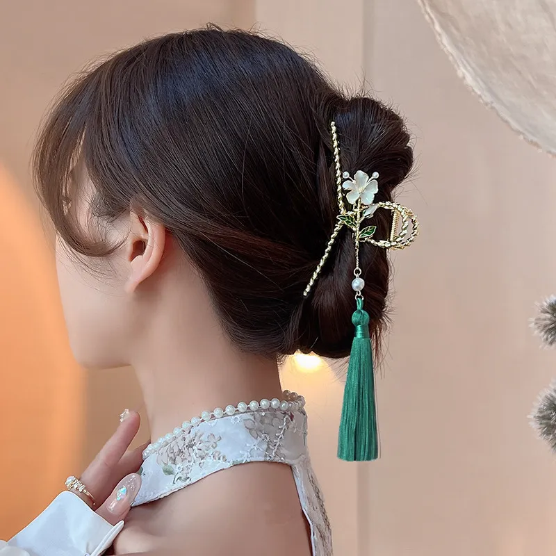National Style Accessories Grab Clip Large Ancient Style Retro - Green
