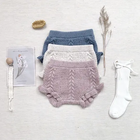 Baby Girl Twisted Knit Shorts Color Dot Cotton Lotus