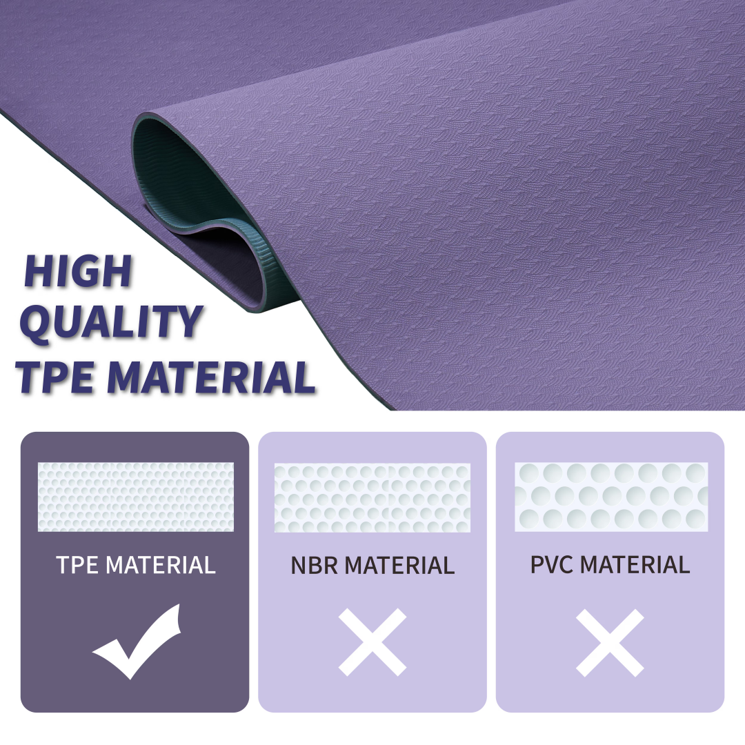 Yoga Mat, Exercise Yoga Mat With Non-Slip Design, Professional TPE Exericise Mat, 72 X 24 Multi-Purpose Workout Mat For Women, Pilates Fitness And Floor Exercises