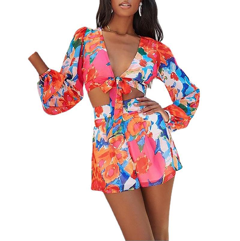 Puff Sleeve Long Sleeve Lace-Up Fashion Casual Suit Women