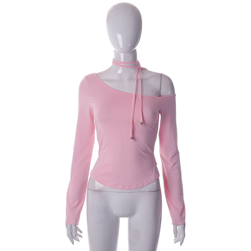 New Clean Color Caution Machine Oblique Shoulder Long Sleeve Repair