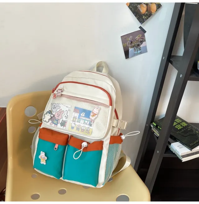 Women's Fashion Casual Contrast Color Backpack Green - Shop at LoveMi
