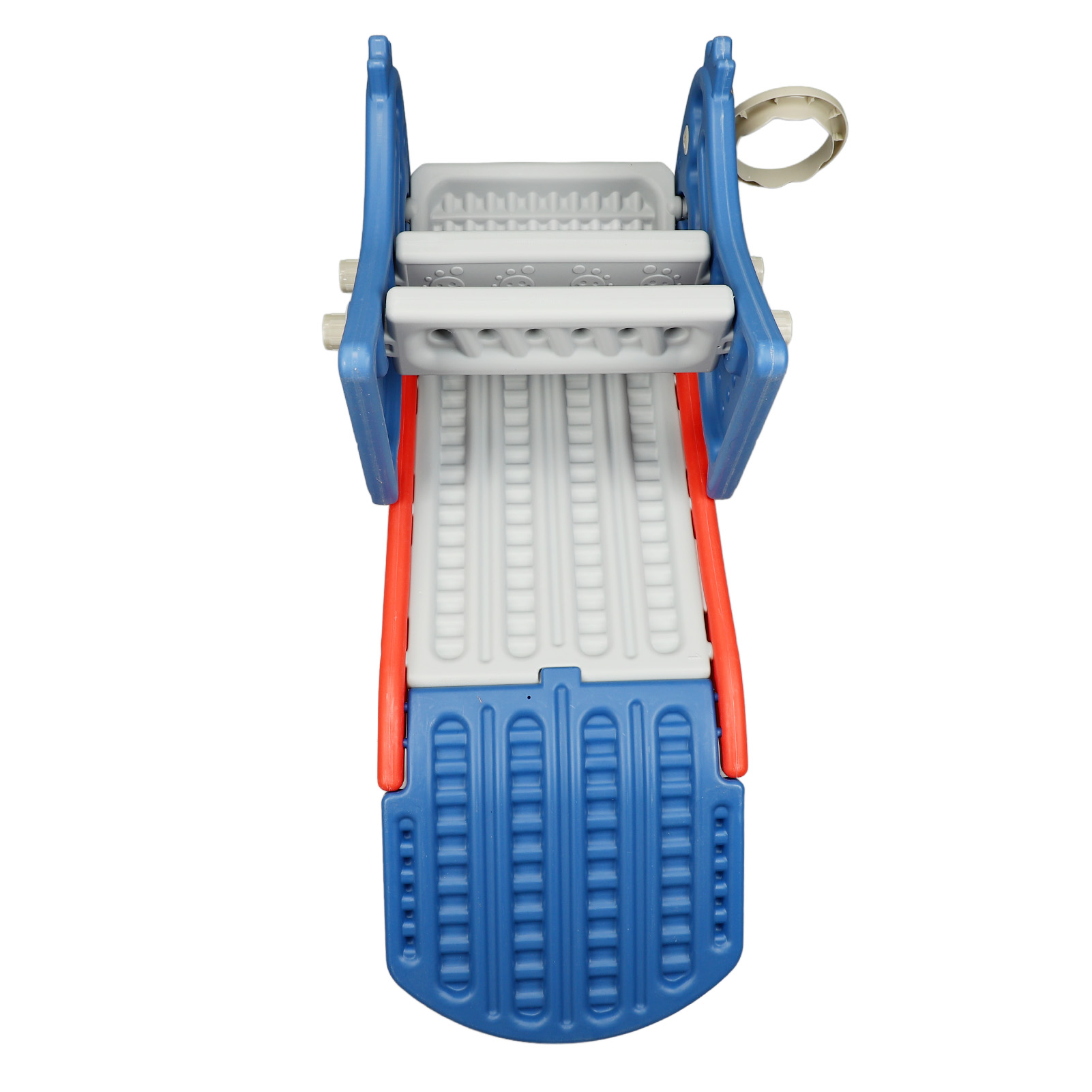 Toddler Indoor Slide For 0 To 3 Years Old Easy Assembly Dinosaur Shape Foldable Slide With Basketball Hoop Stairs Blue