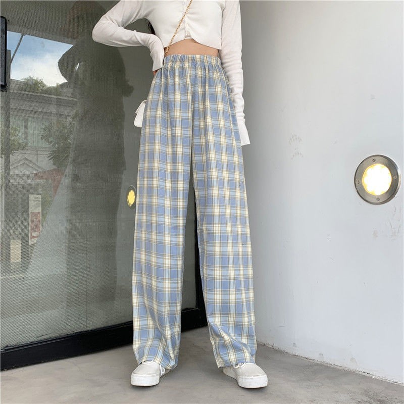 Title 1, Plaid Wide Leg Pants Women Casual Pants