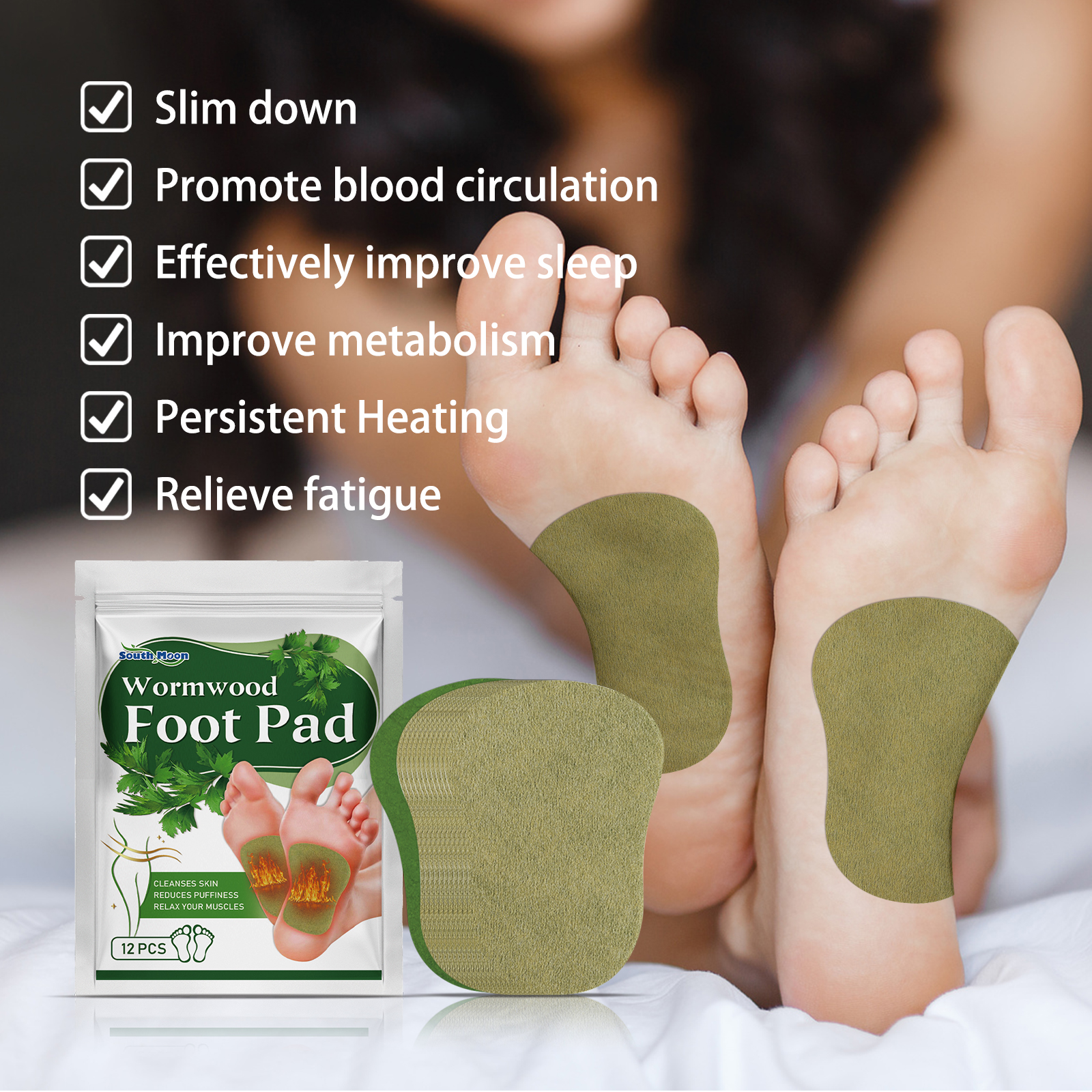 South Moon Wormwood Foot Pad, Relieve Body Stress Slimming And Toning Foot Care Improves Circulation