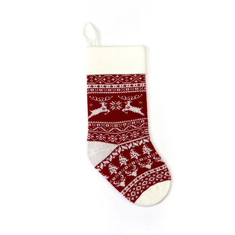 European And American Jacquard Yarn Gift Bag Christmas Decoration - Christmas Elk White
