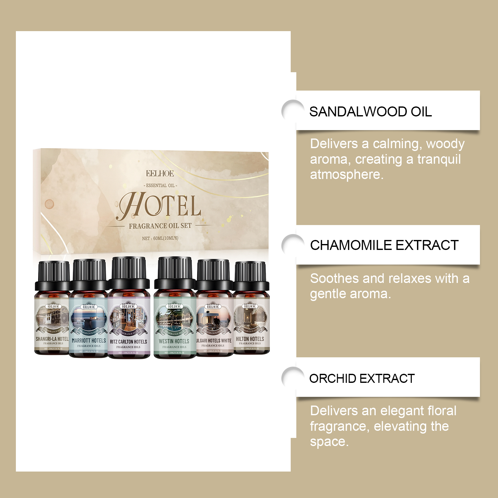 Hotel Fragrance Oil Set, 6 Pack Premium Scented Oils For Diffuser, Candle Making & Room Spray, Aromatherapy Essential Oils Gift Set For Home