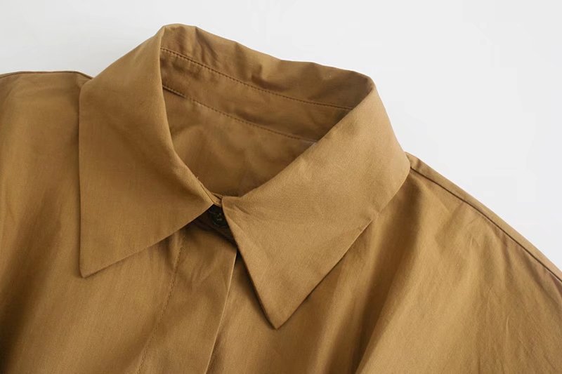 Title 6, Solid Color Pleated Long-sleeved Shirt With Lapel