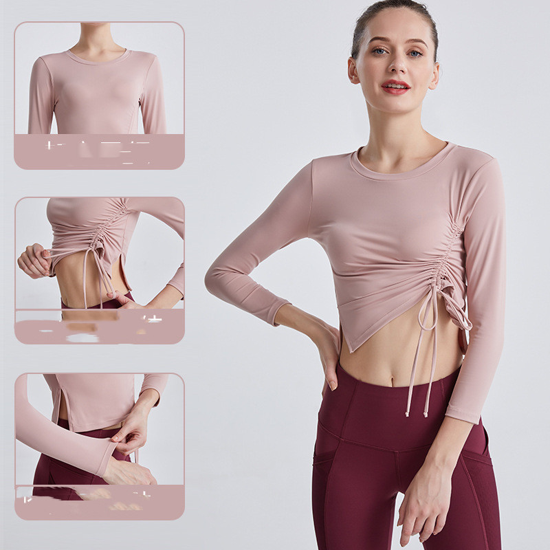 Title 8, Slimming Bow Drawstring Skinny Long Sleeve Top