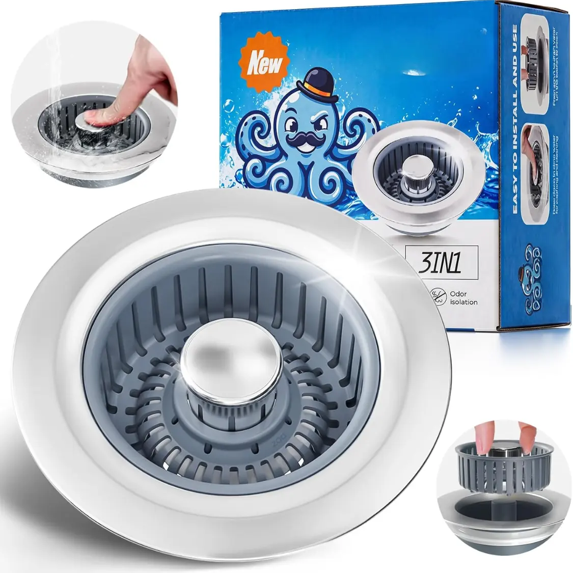Sink Drain Strainer Stopper Kitchen Drain, 3
